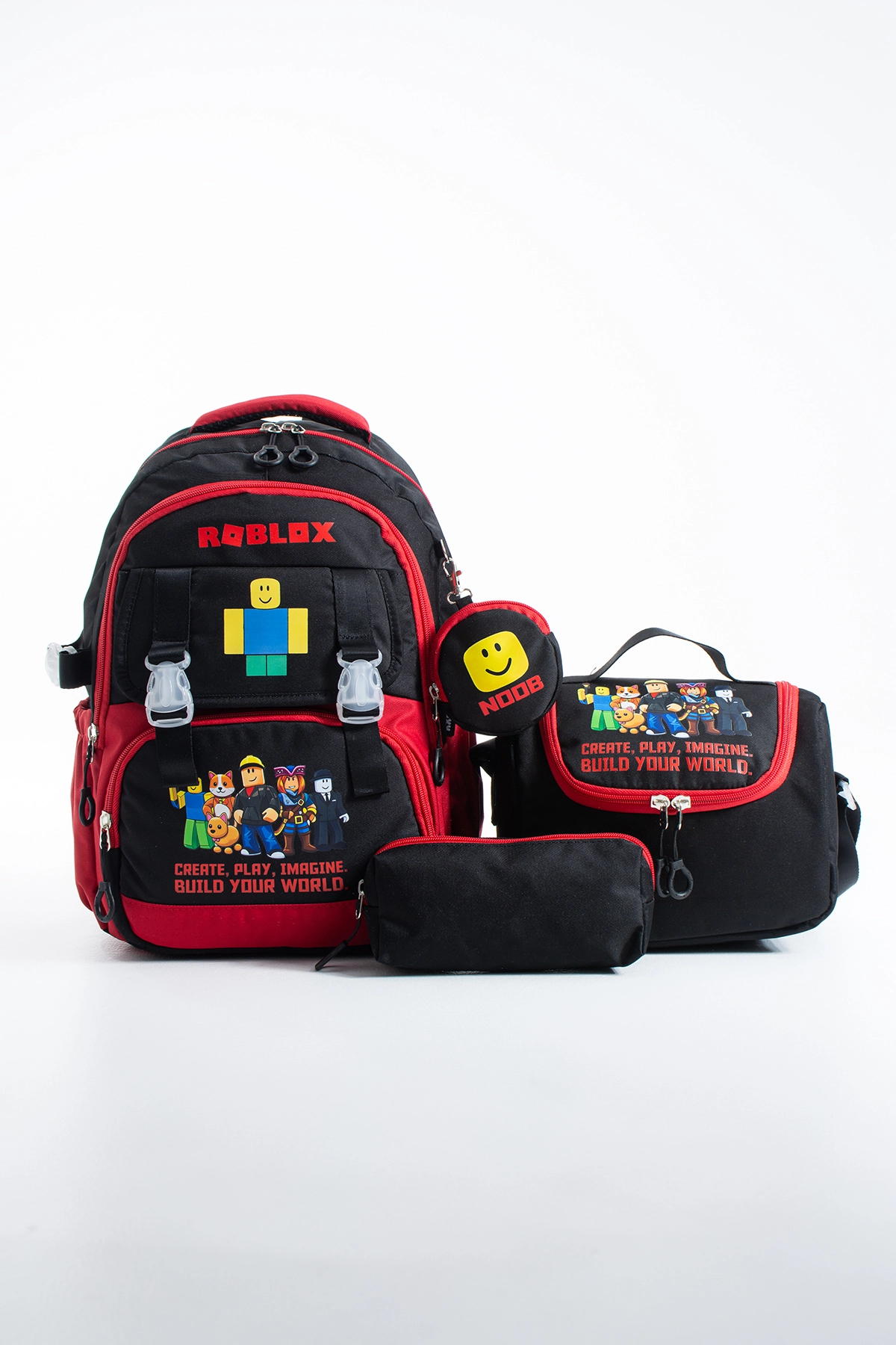 Kore Kawaii 4’lü Okul Çantası Seti Ortopedik Sırt Çantası - Twill Kumaş, Termal Beslenme Çantası, Kalemlik ve Cüzdan
