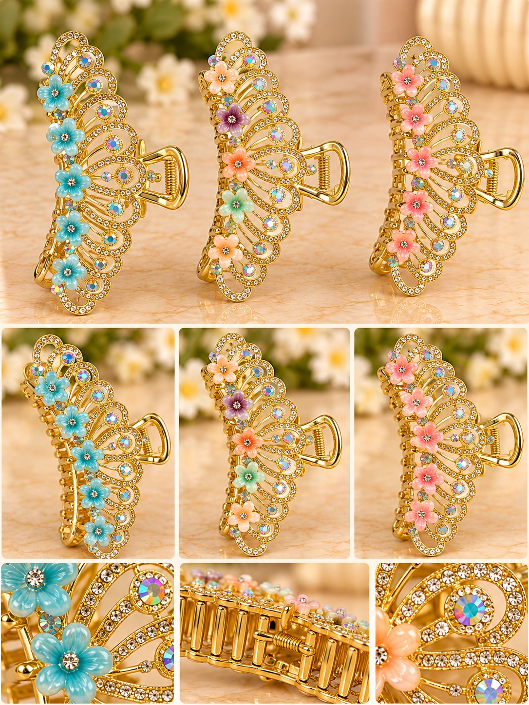 Gold Lüks Taşlı Metal Toka