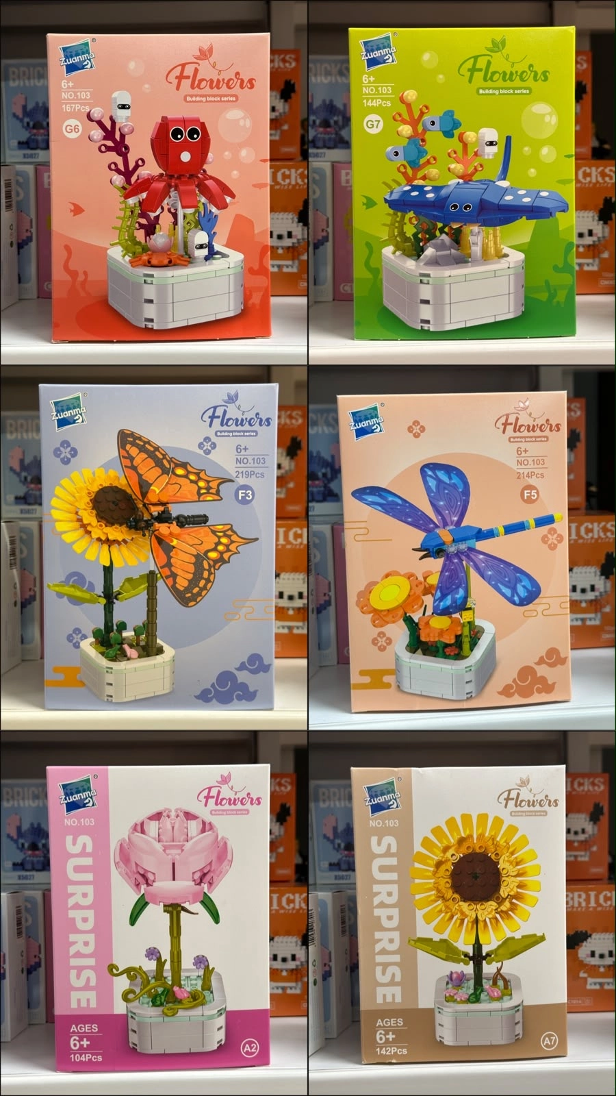 11 Model Büyük Boy Standlı Saksılı Çiçek Lego 