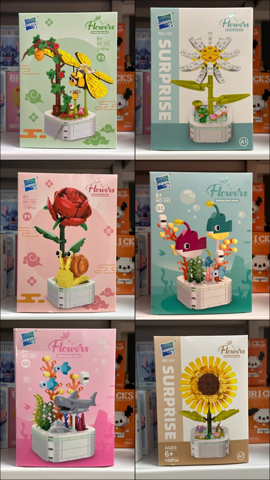 11 Model Büyük Boy Standlı Saksılı Çiçek Lego 