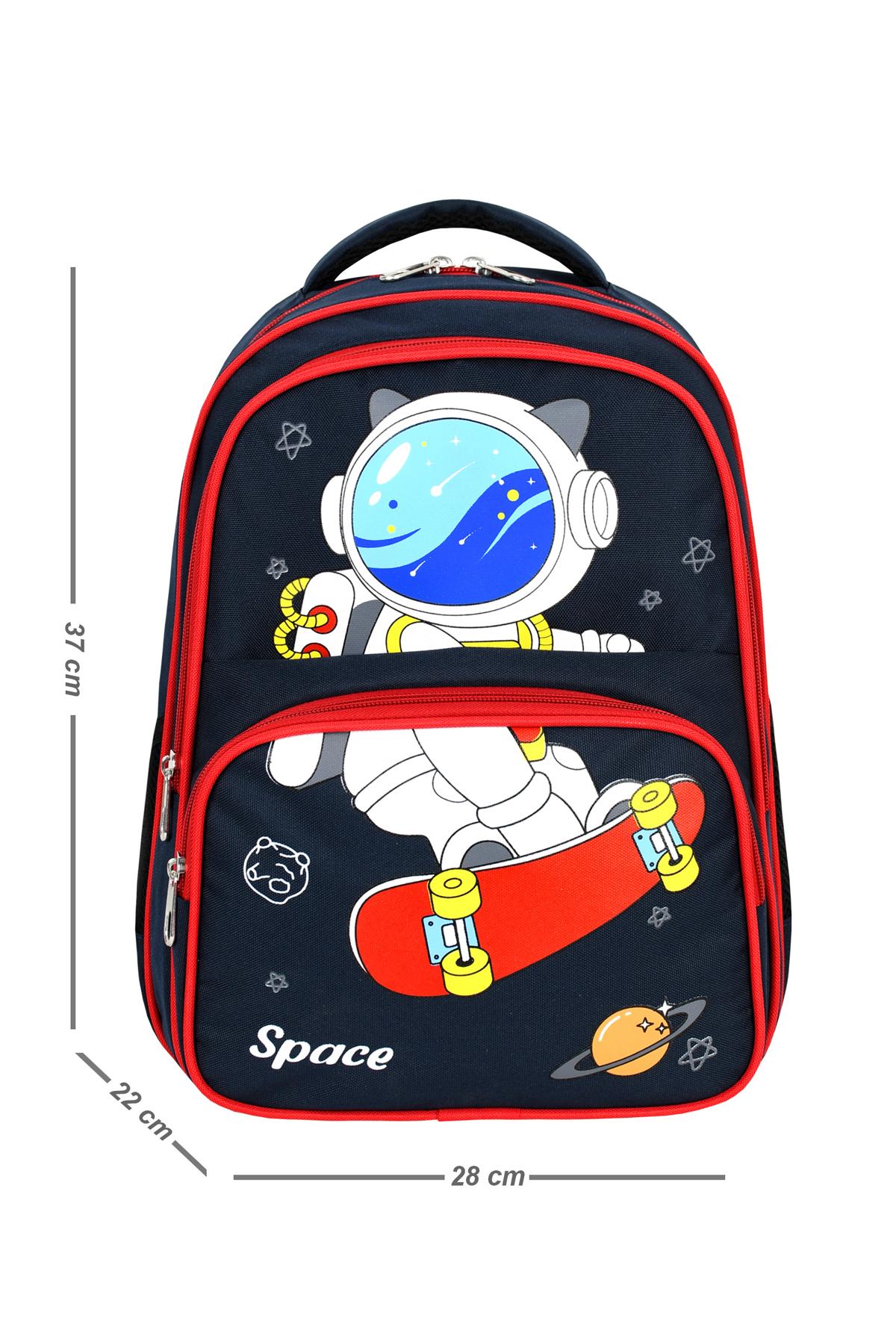 Lisanslı Lacivert Astronot Space İlkokul ve Beslenme Çantası Seti