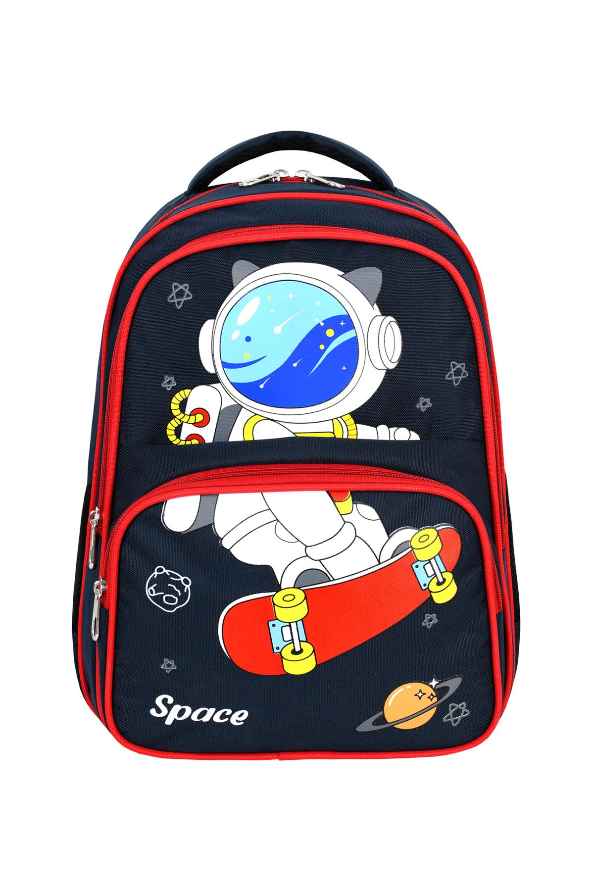 Lisanslı Lacivert Astronot Space İlkokul ve Beslenme Çantası Seti