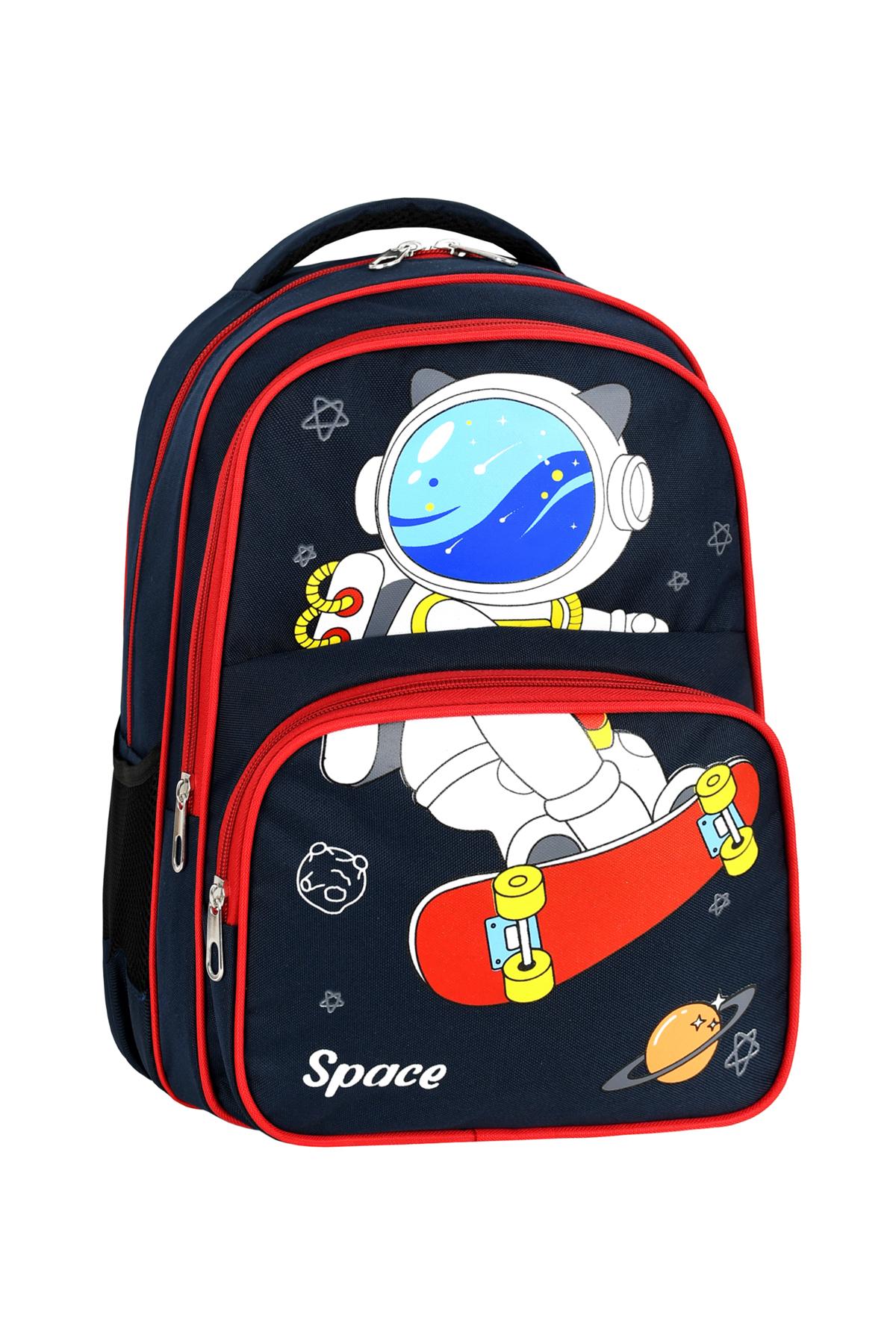 Lisanslı Lacivert Astronot Space İlkokul ve Beslenme Çantası Seti