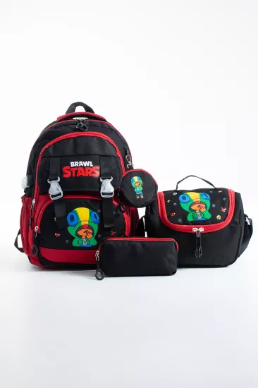  Kore Kawaii 4’lü Okul Çantası Seti Ortopedik Sırt Çantası - Twill Kumaş, Termal Beslenme Çantası, Kalemlik ve Cüzdan