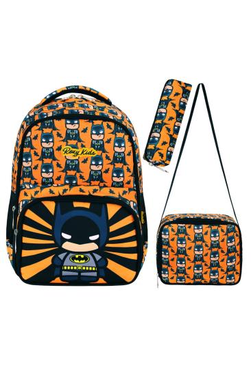 Batman 3’lü Set Ilkokul Çantası, Termal Beslenme Çantası Ve Kalem Kutusu Seti