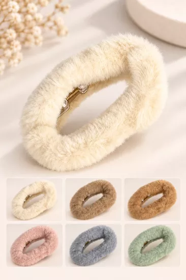Peluş Dokulu Renkli Mandal Toka