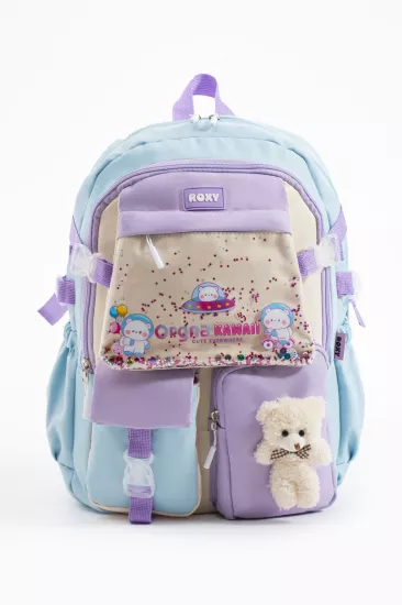 Kawaii Kore Tarzı Ayıcık Aksesuarlı Çok Bölmeli Kız Çocuk Okul Çantası Toptan