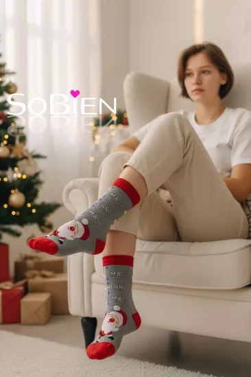 Yılbaşı Temalı Işıklı Görsel Çorap