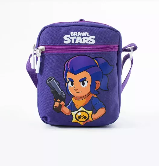 Brawl Stars Shelly Çocuk Omuz Çantası – 3 Bölmeli – Su Geçirmez Kumaş (21×16×6 cm)