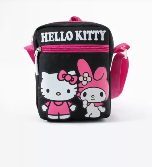 Hello Kitty Melody Çocuk Omuz Çantası – 3 Bölmeli – Su Geçirmez Kumaş (21×16×6 cm)