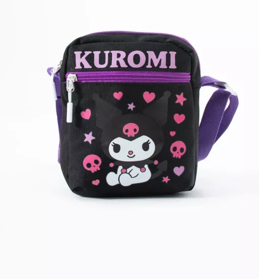 Kuromi Çocuk Omuz Çantası – 3 Bölmeli – Su Geçirmez Kumaş (21×16×6 cm)