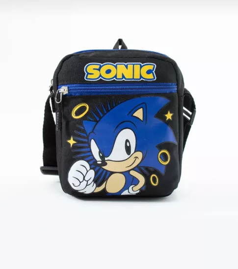Sonic the Hedgehog Çocuk Omuz Çantası – 3 Bölmeli – Su Geçirmez Kumaş (21×16×6 cm)