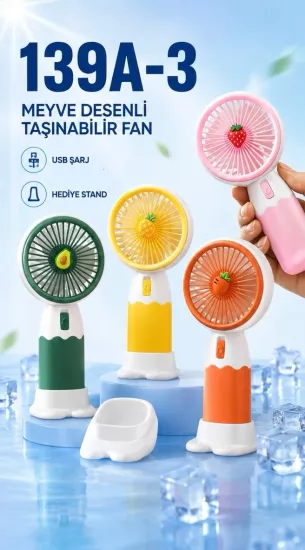Meyve Desenli Taşınılabilir Fan