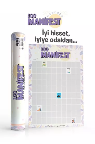 Manifest 100 Kazı Kazan Poster | Motivasyon ve Kişisel Gelişim Posteri | İyi Hisset İyiye Odaklan