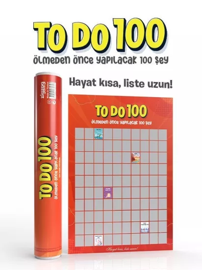  To Do 100 | Ölmeden Önce Yapılacak 100 Şey | Özel Kazı Kazan Poster-Stand Hediyeli