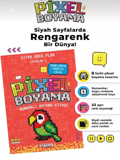 Pixel Boyama Çocuklar 2 | Numaralı Boyama Kitabı – 8 Farklı Tasarım, 6+ Yaş