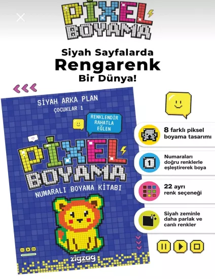 Pixel Boyama Çocuklar 1 | Numaralı Boyama Kitabı – 8 Farklı Tasarım, 6+ Yaş