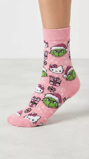 Pembe Temalı Yılbaşı Çorap