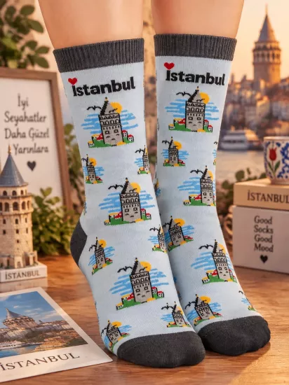 Galata Kulesi Figürlü Çorap
