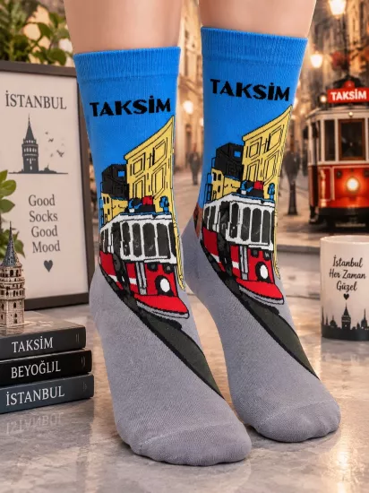 Taksim Tramvay Figürlü Çorap