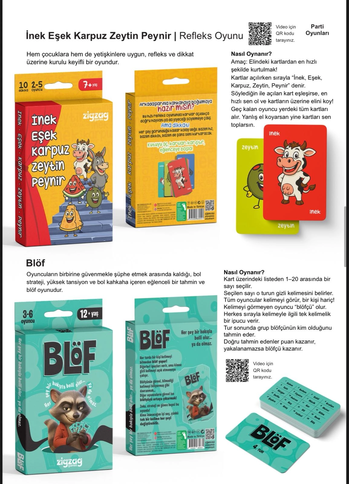  İnek Eşek Karpuz Zeytin Peynir – Eğlenceli Kart Oyunu