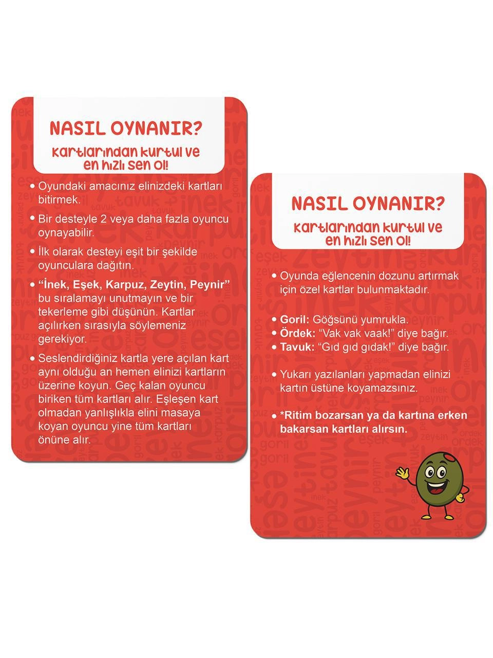  İnek Eşek Karpuz Zeytin Peynir – Eğlenceli Kart Oyunu