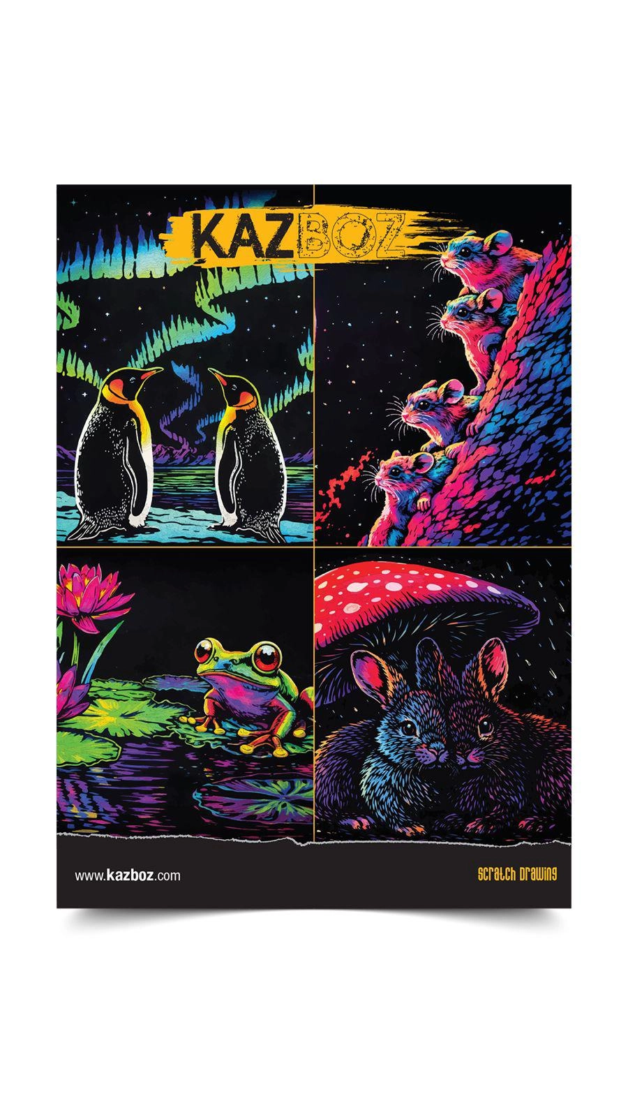 Kazboz Scratch Art - Kazıma Sanatı Hobi Seti 1