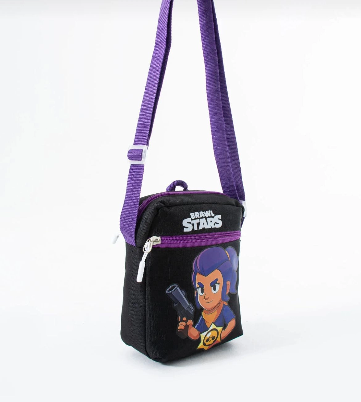 Brawl Stars Shelly Çocuk Omuz Çantası – 3 Bölmeli – Su Geçirmez Kumaş (21×16×6 cm)