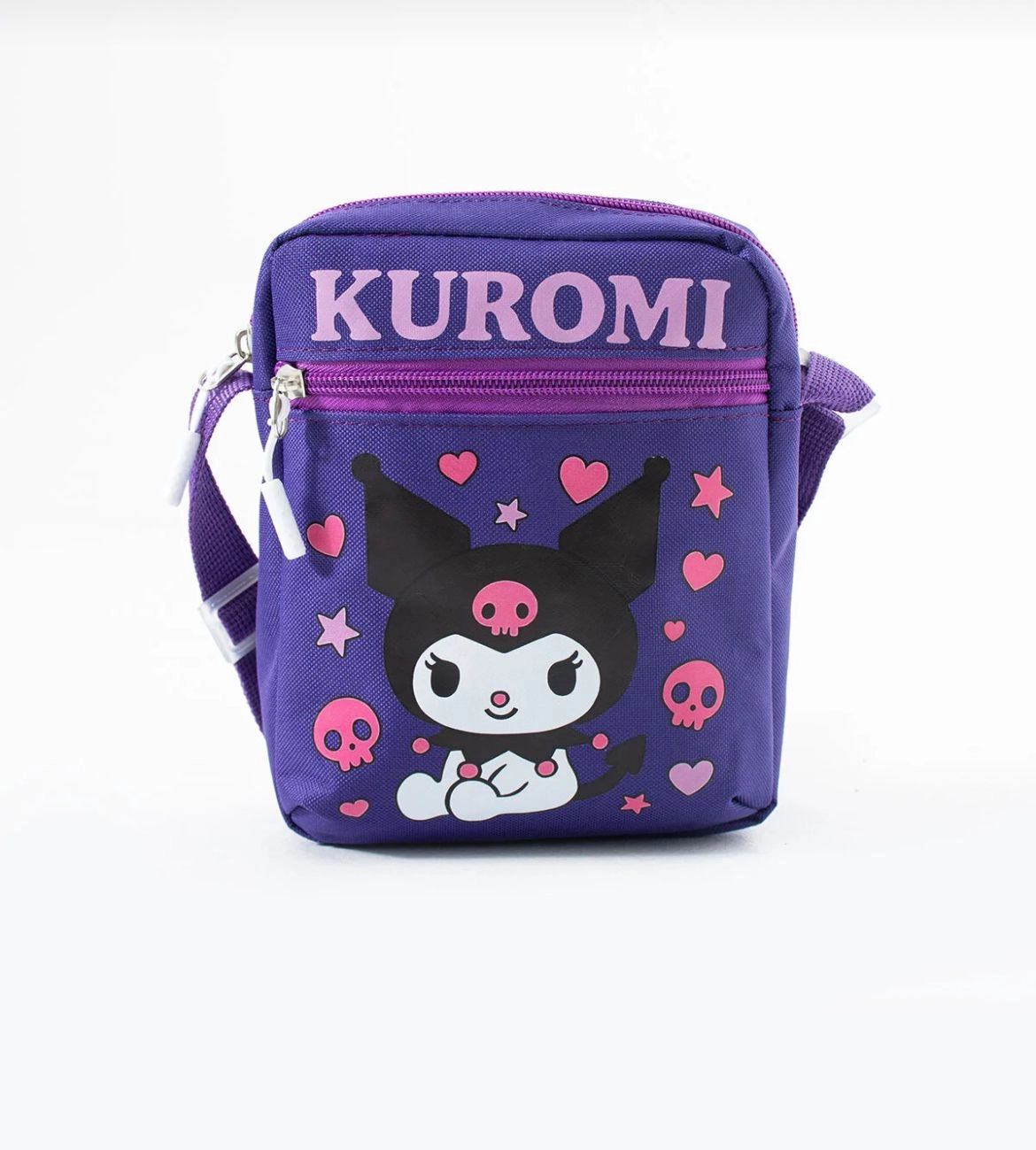  Kuromi Çocuk Omuz Çantası – 3 Bölmeli – Su Geçirmez Kumaş (21×16×6 cm)