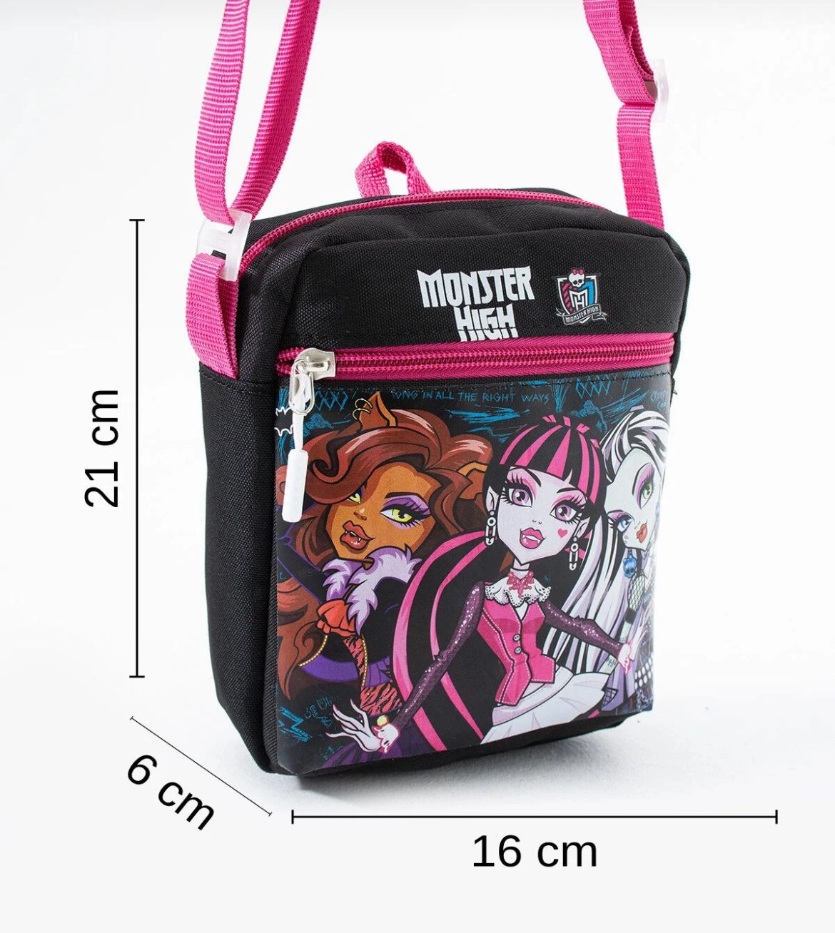  Monster High Draculaura Çocuk Omuz Çantası – 3 Bölmeli – Su Geçirmez Kumaş (21×16×6 cm)