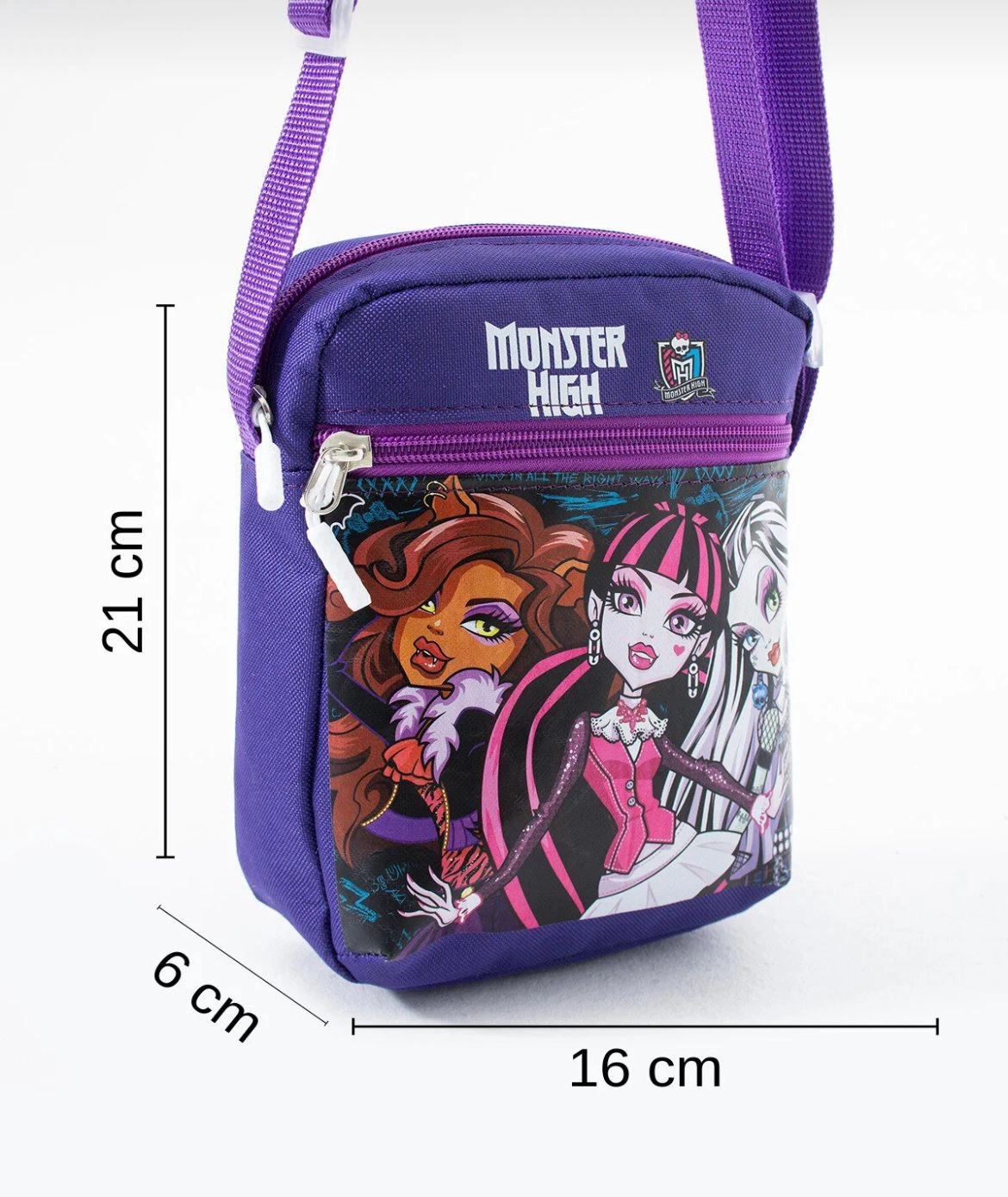  Monster High Draculaura Çocuk Omuz Çantası – 3 Bölmeli – Su Geçirmez Kumaş (21×16×6 cm)