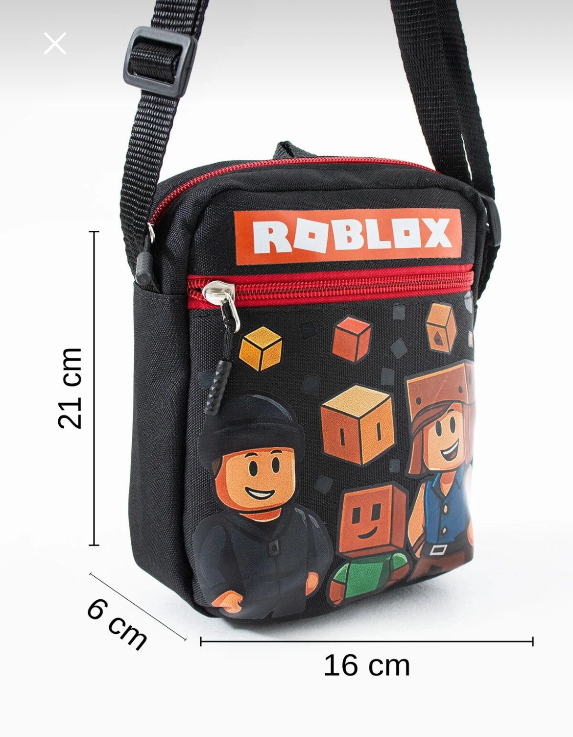 Roblox Çocuk Omuz Çantası – 3 Bölmeli – Su Geçirmez Kumaş (21×16×6 cm)