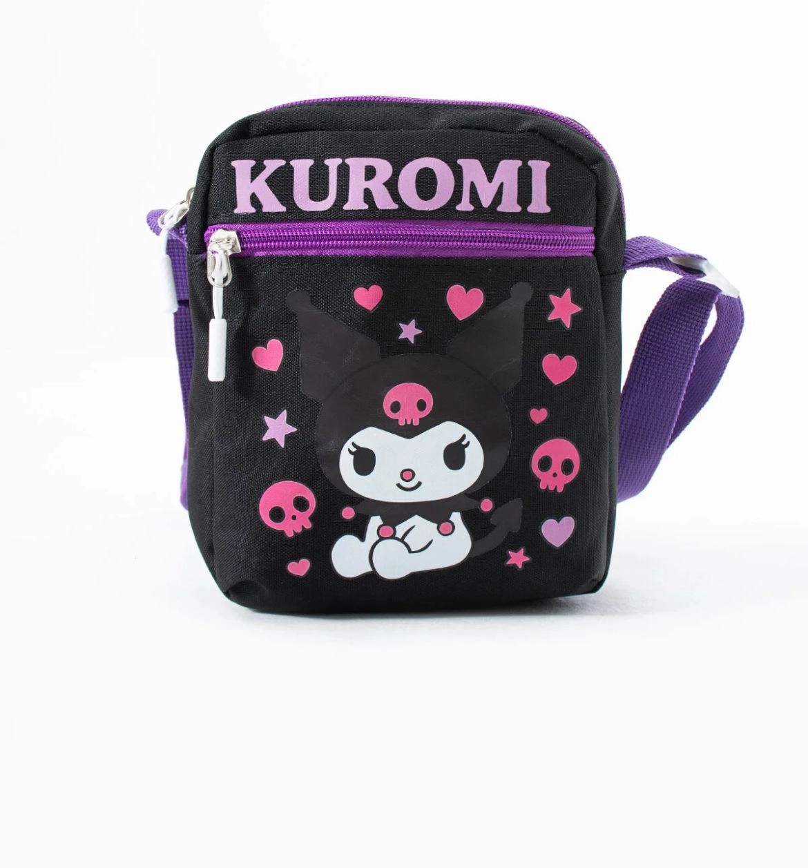 Kuromi Çocuk Omuz Çantası – 3 Bölmeli – Su Geçirmez Kumaş (21×16×6 cm)