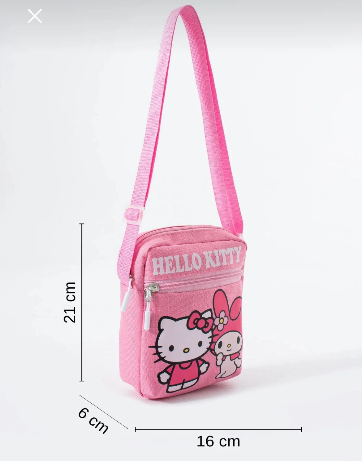 ello Kitty Melody Çocuk Omuz Çantası – 3 Bölmeli – Su Geçirmez Kumaş (21×16×6 cm)