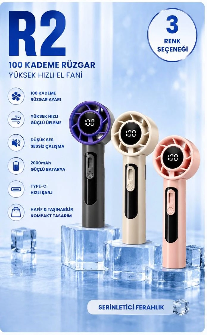 100 Kademe Kadar Rüzgar Ayarlı El Fanı