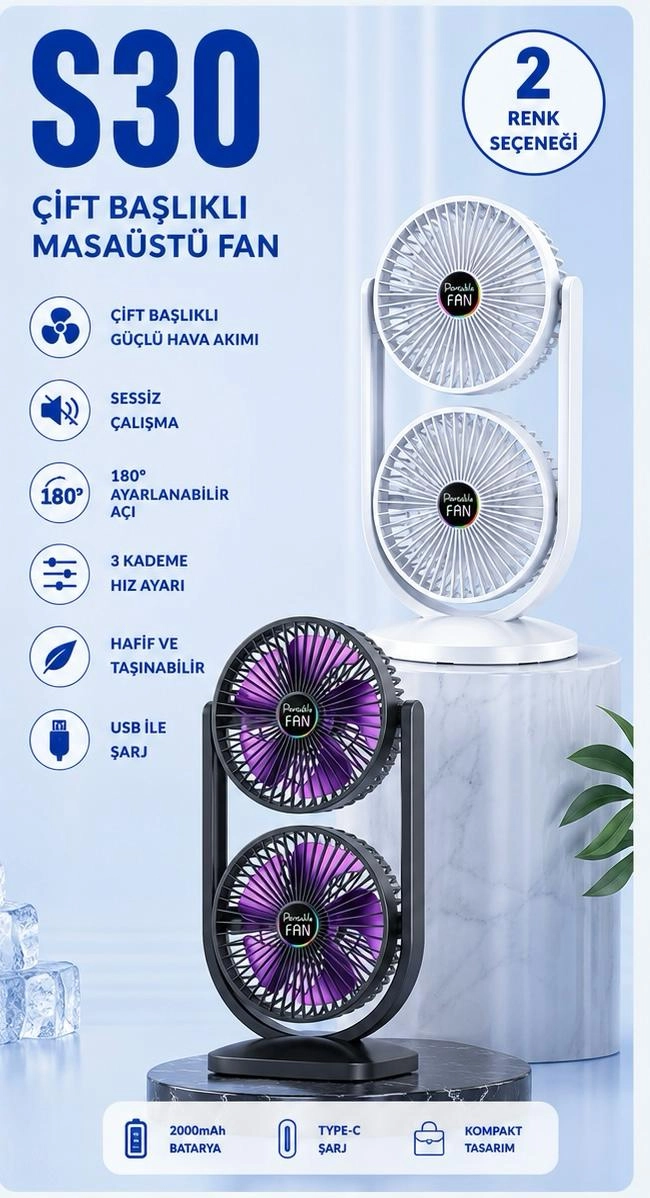 Çifta Başlıklı Serinletici Fan