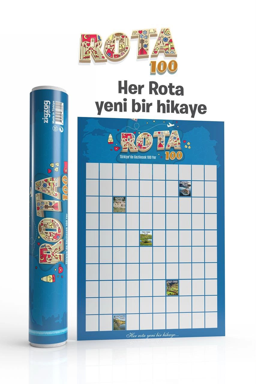 Rota 100 Kazı Kazan Poster | Türkiye Gezi Rotası Posteri | Gezginlere Hediye Stand Hediyelidir