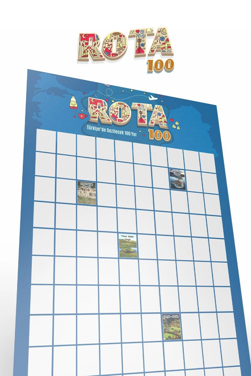 Rota 100 Kazı Kazan Poster | Türkiye Gezi Rotası Posteri | Gezginlere Hediye Stand Hediyelidir