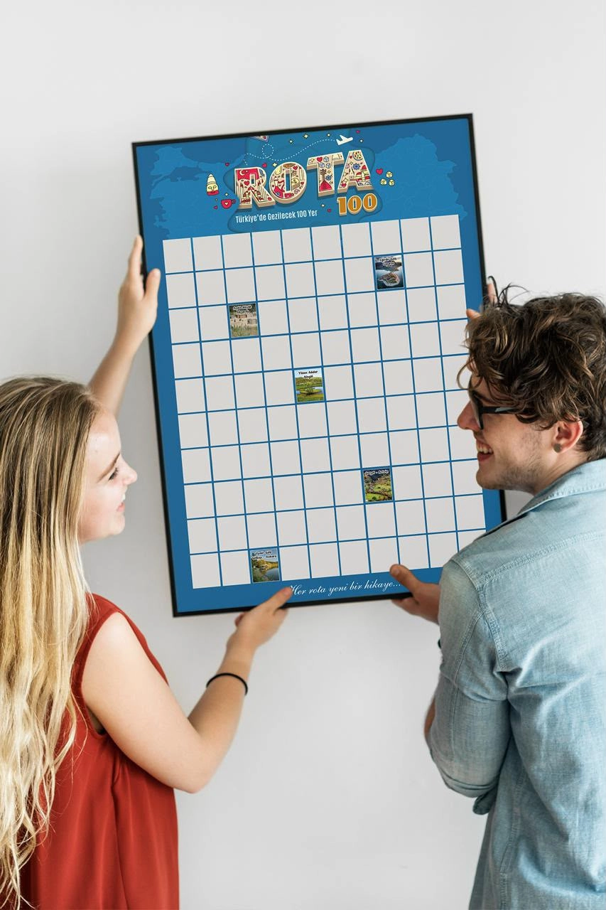 Rota 100 Kazı Kazan Poster | Türkiye Gezi Rotası Posteri | Gezginlere Hediye Stand Hediyelidir