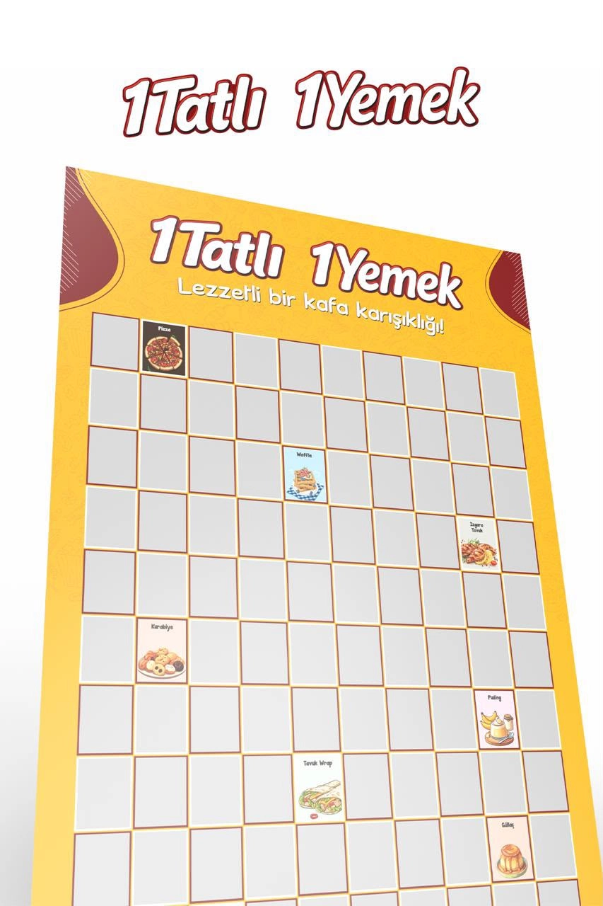  1 Tatlı 1 Yemek – Yemek Temalı Eğlenceli | Özel Kazı Kazan Poster-Stand Hediyeli