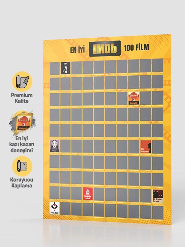  IMDb 100 Film Kazı Kazan Posteri – LoverBox | Sinema Severlere Özel Poster | Kazı Kazan Poster-Stand Hediyeli