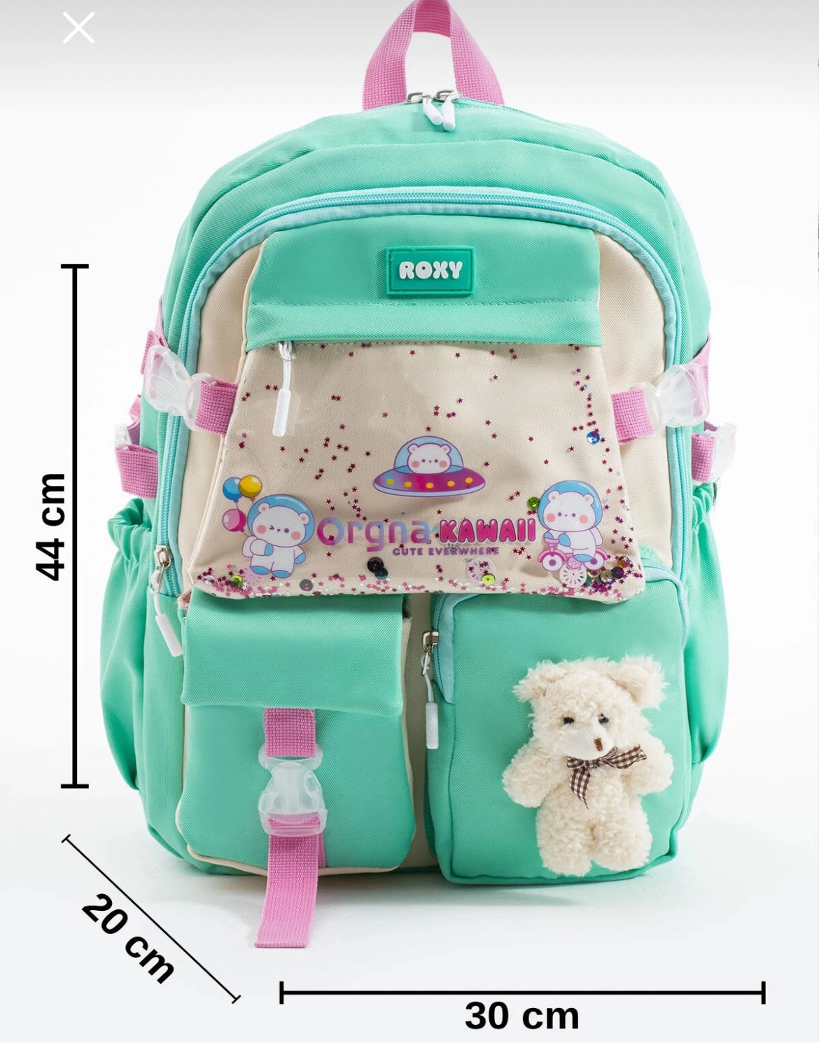 Kawaii Kore Tarzı Ayıcık Aksesuarlı Çok Bölmeli Kız Çocuk Okul Çantası Toptan