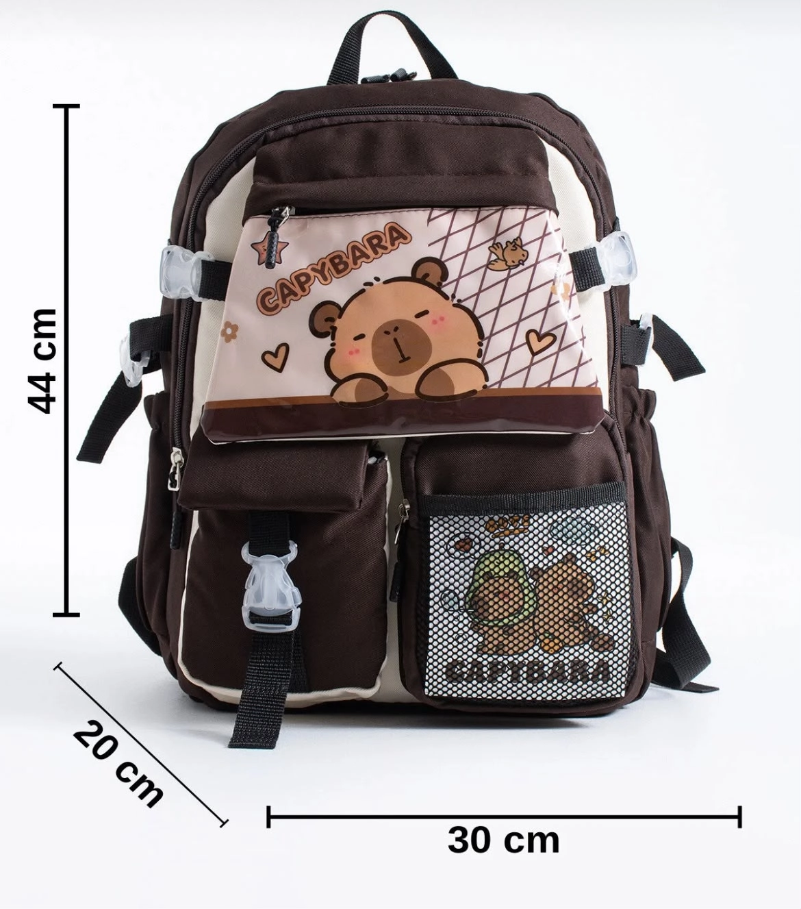 Capybara Kore Kawaii Okul Çantası Seti – Sırt Çantası + Beslenme Çantası + Kalemlik