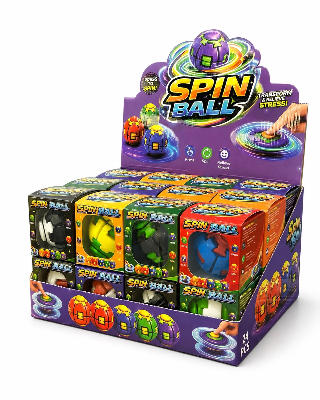 İthal Kutulu Press Spin Ball Stres Oyuncağı