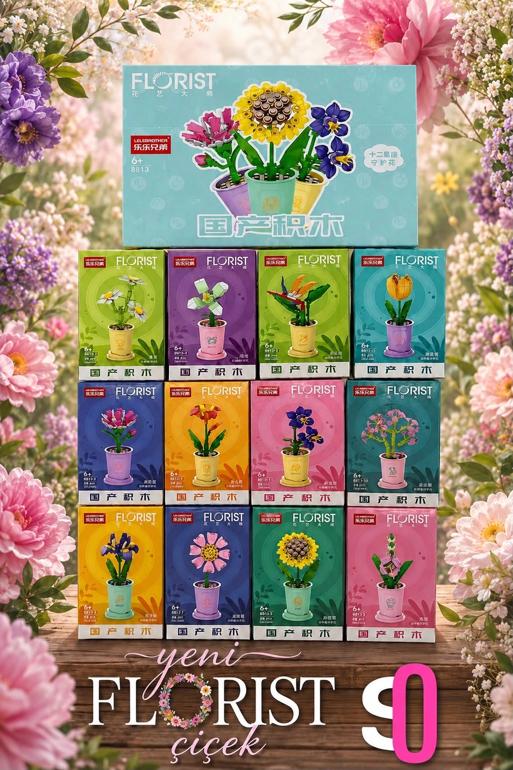 Popüler Saksılı Florist Stantlı Çiçek Lego