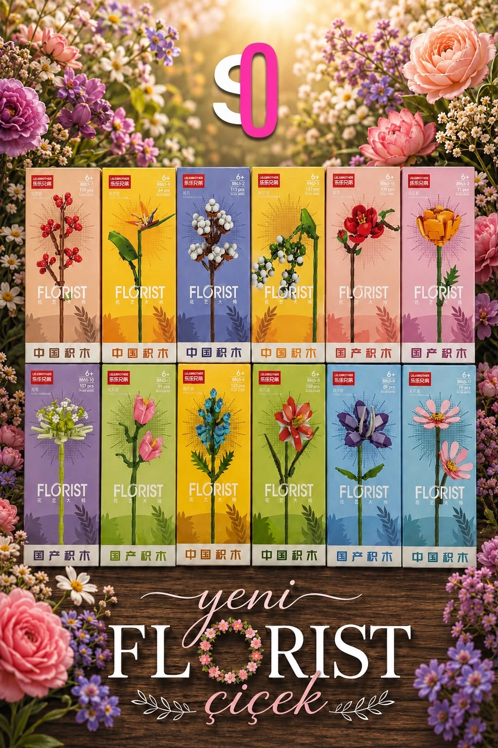Popüler Saksılı Florist Stantlı Çiçek Lego
