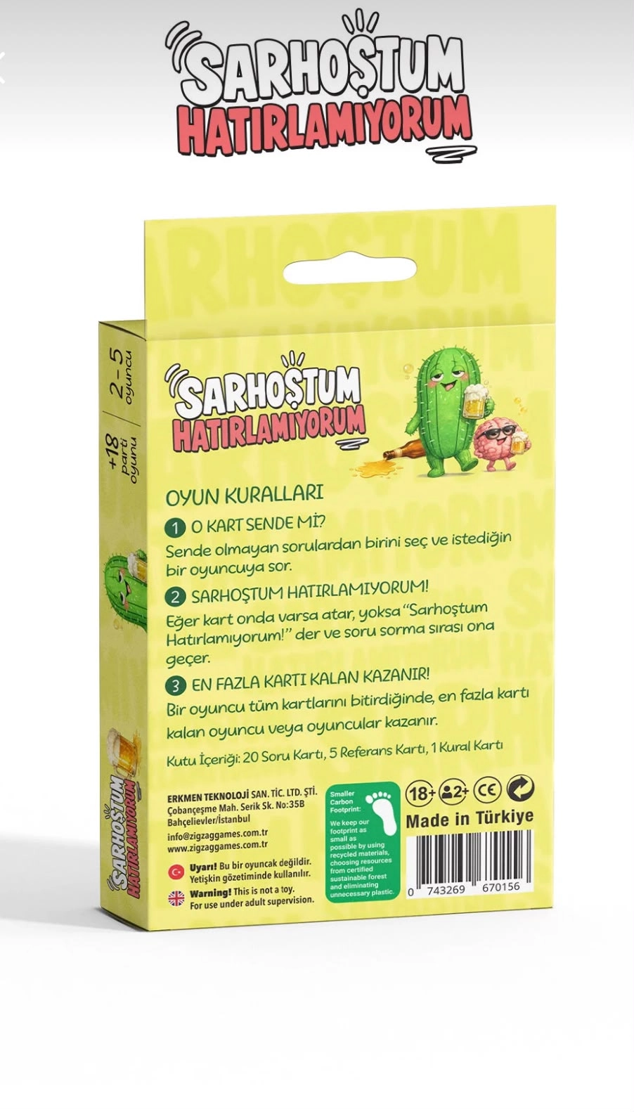 Sarhoştum Hatırlamıyorum +18 Yetişkin Parti Kart Oyunu