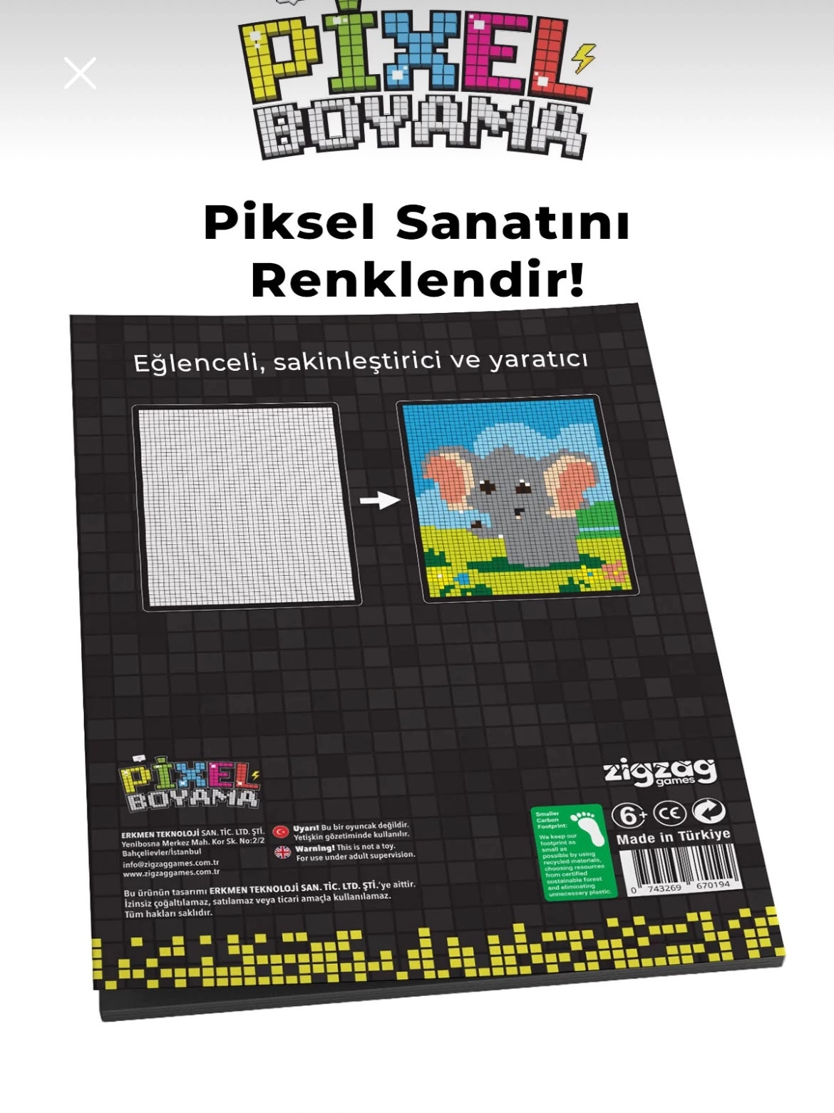 Pixel Boyama Büyükler 1 | Numaralı Boyama Kitabı – 8 Tasarım, 22 Renk Kodu