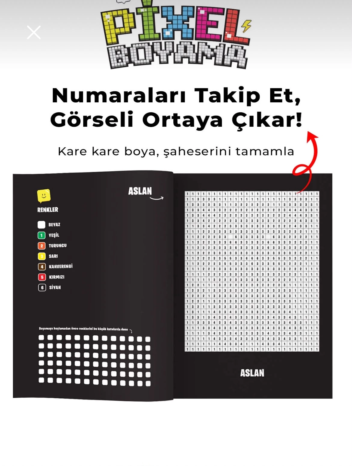 Pixel Boyama Çocuklar 1 | Numaralı Boyama Kitabı – 8 Farklı Tasarım, 6+ Yaş