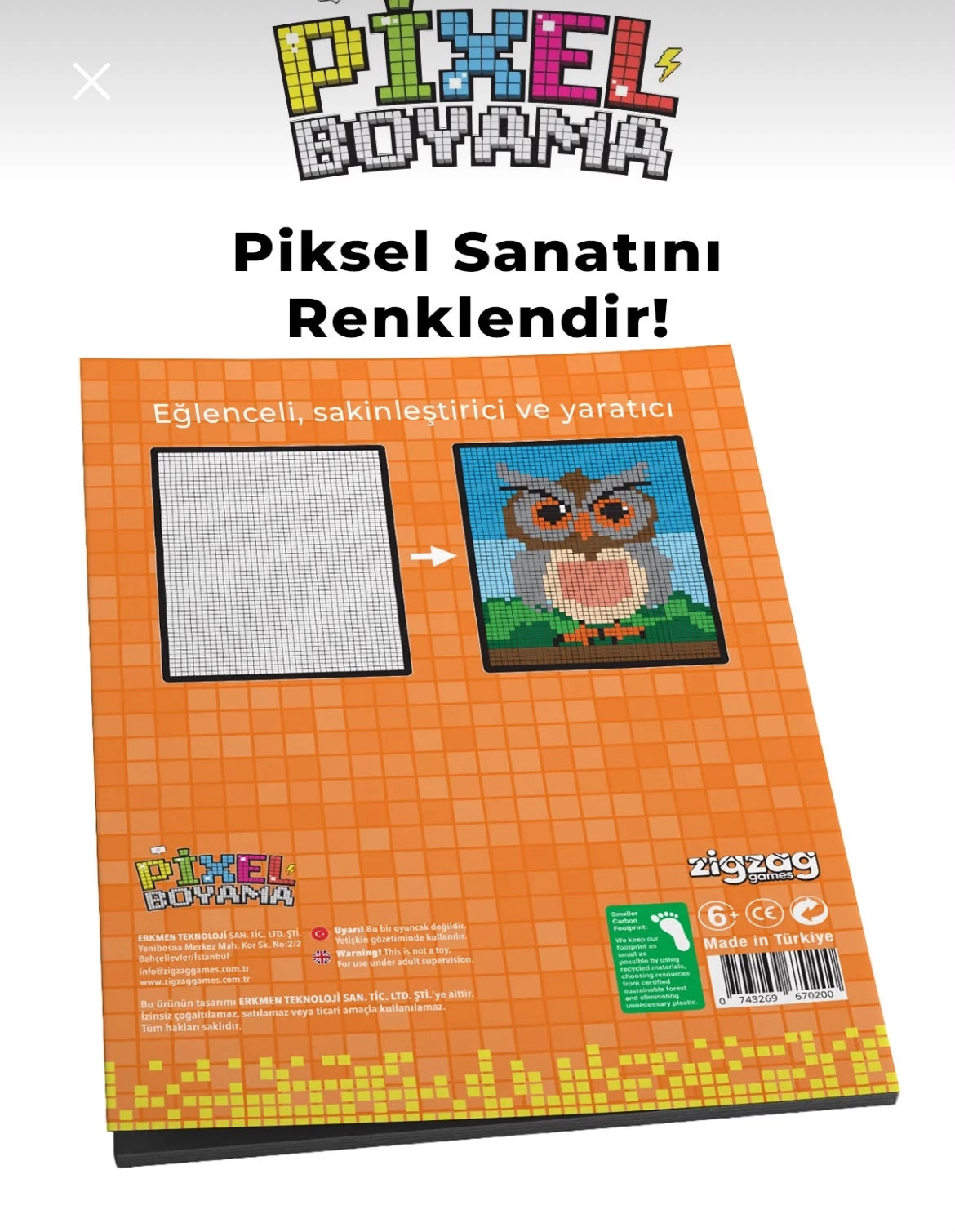 Pixel Boyama Büyükler 2 | Numaralı Boyama Kitabı – 8 Farklı Tasarım, 22 Renk Kodu